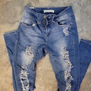 Almost Famous Ripped Blue Skinny Jeans